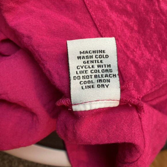 Habitat Womens Button-Front Long Sleeve Shirt L Pink Rayon Nylon Blend Made In C - Picture 7 of 7
